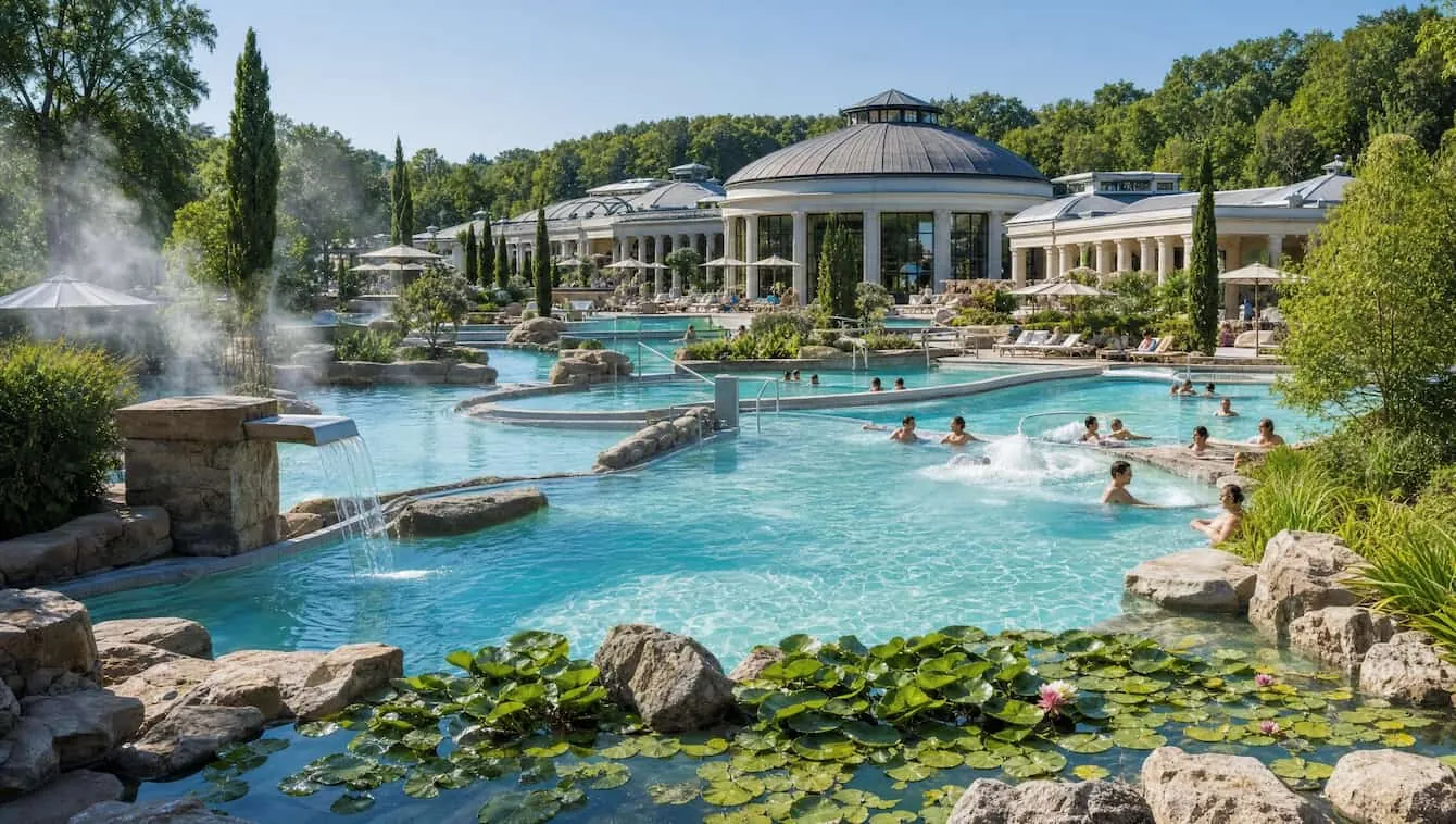 Outdoor thermal pools at Băile Felix, Romania's largest thermal spa resort near Oradea